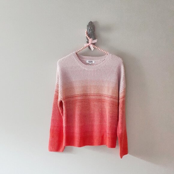 NWT 525 America pink red ombre knit cotton sweater - Picture 5 of 6